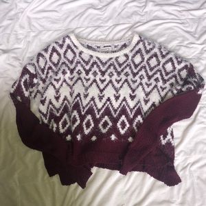 burgundy and white sweater